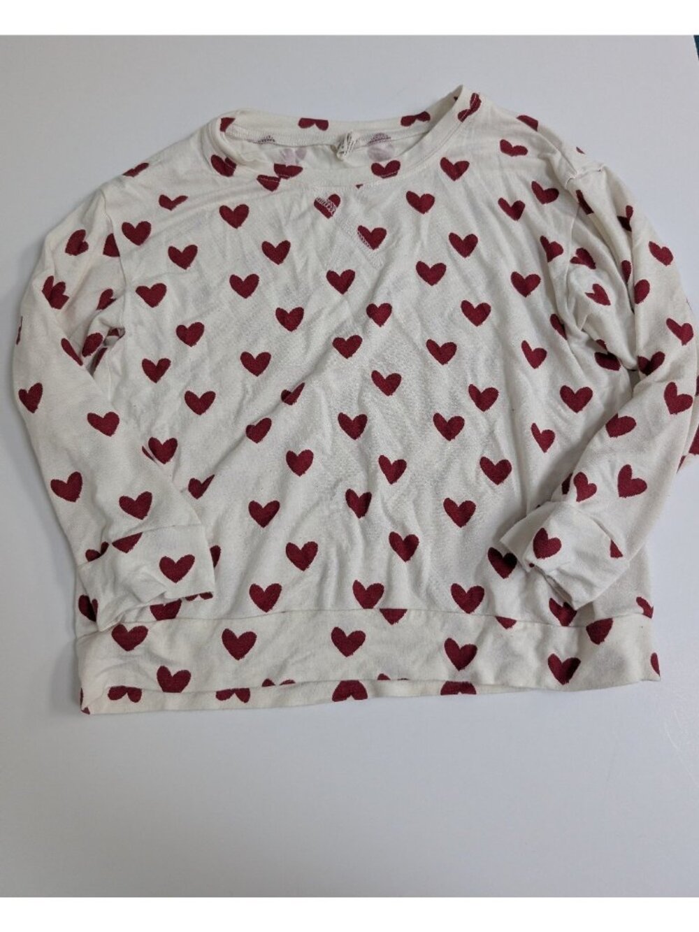 Kate Quinn Bamboo Red Hearts Long Sleeve Top Tee 5Y Red & White